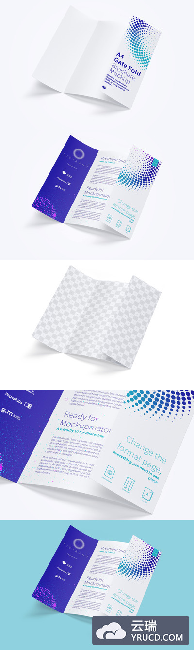 A4折页小册子模型 A4 Gate Fold Brochure Mockup 02