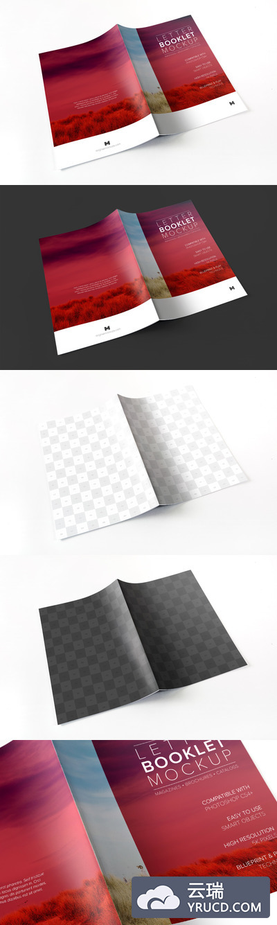 信件小册子展开封面模型 Letter Booklet Spreads Covers Mockup 01