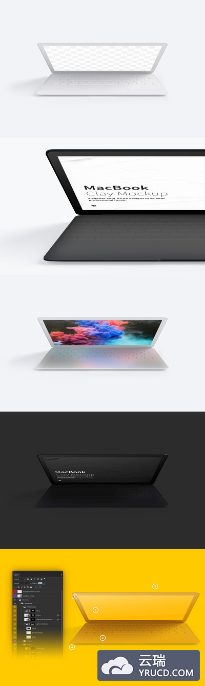MacBook笔记本样机模型 Clay MacBook Mockup, Front View 02