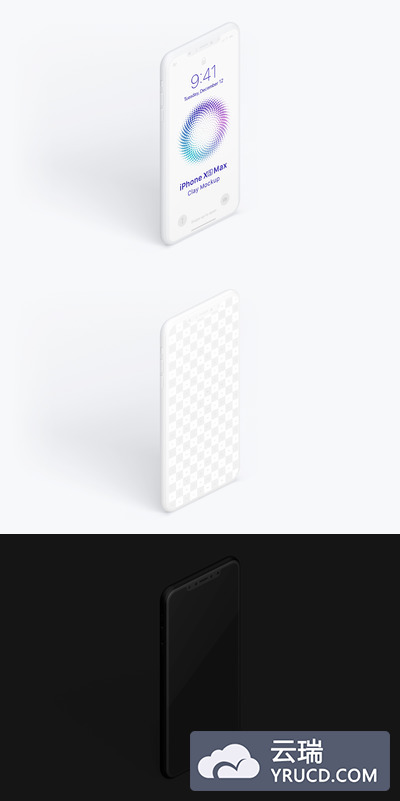 手机样机素材 Isometric Clay iPhone XS Max Mockup, Right View 02