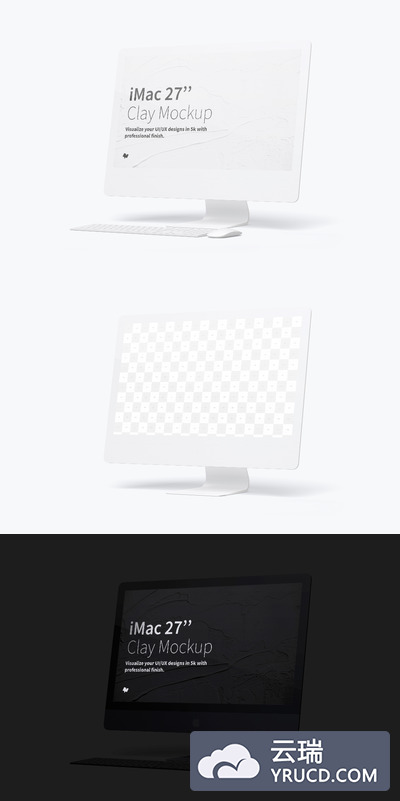 IMac样机素材 Clay iMac 27” Mockup, Right View