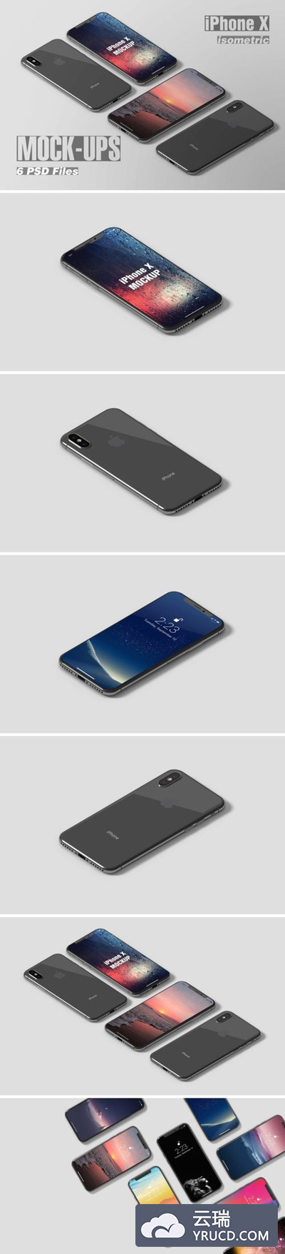 6款iPhone X手机展示UI设计样机