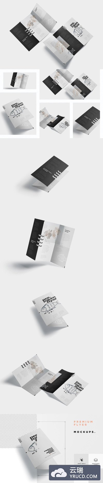 精品的三折页画册手册样机素材下载[PSD]