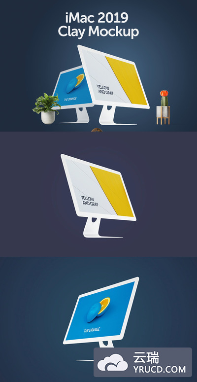 平面或网页设计提案必备 iMac 2019 最新白色电脑样机素材下载[PSD]