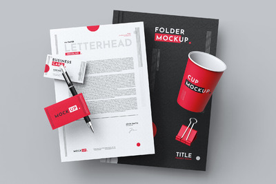 提案设计必备的高端房地产和企业常用文具样机素材下载[PSD]