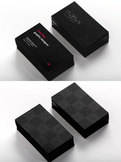 黑色名片模型 Black Business Cards Mockup 01