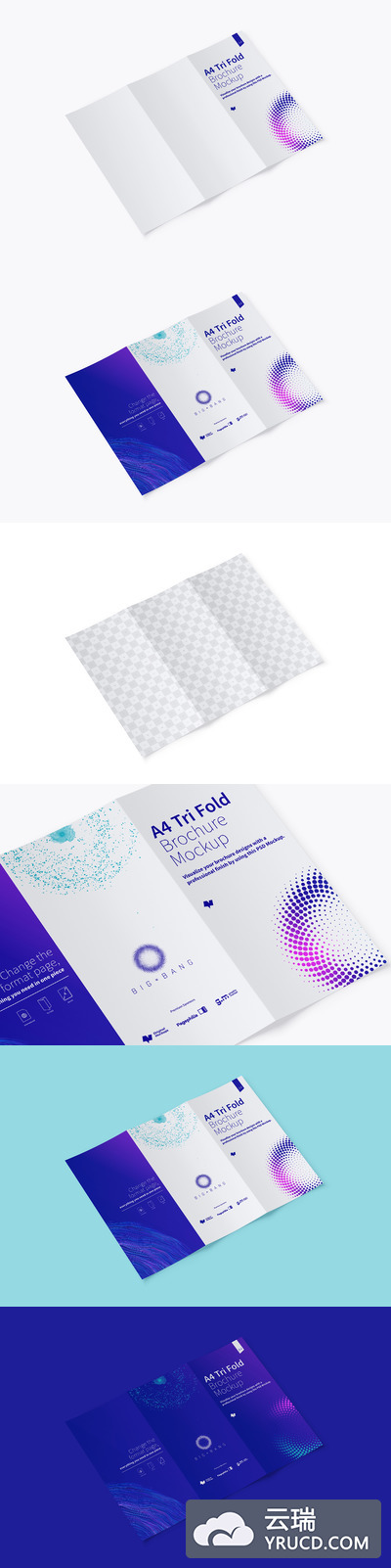 A4三折页小册子模型 A4 Trifold Brochure Mockup 02