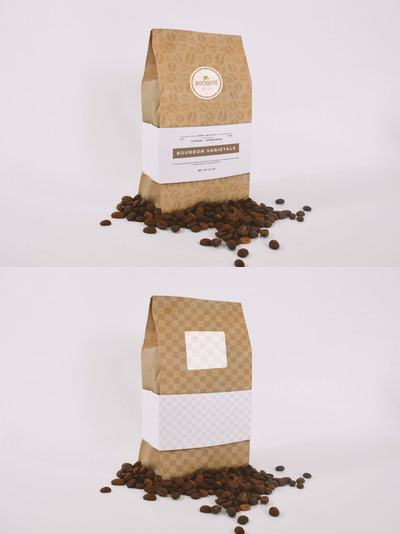 咖啡袋样机模型 Coffee Bag Mockup Perspective View