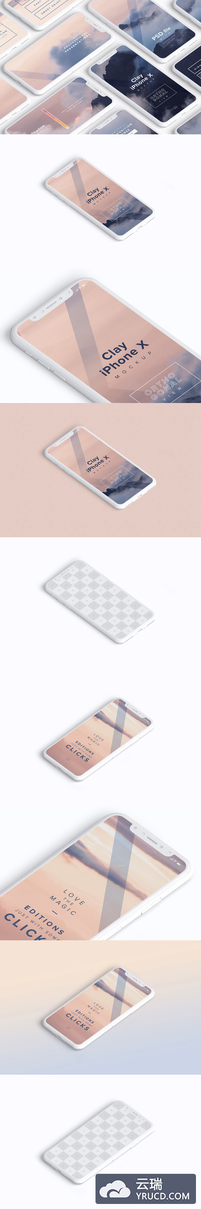 iPhone手机样机素材 Clay iPhone X Mockup 02