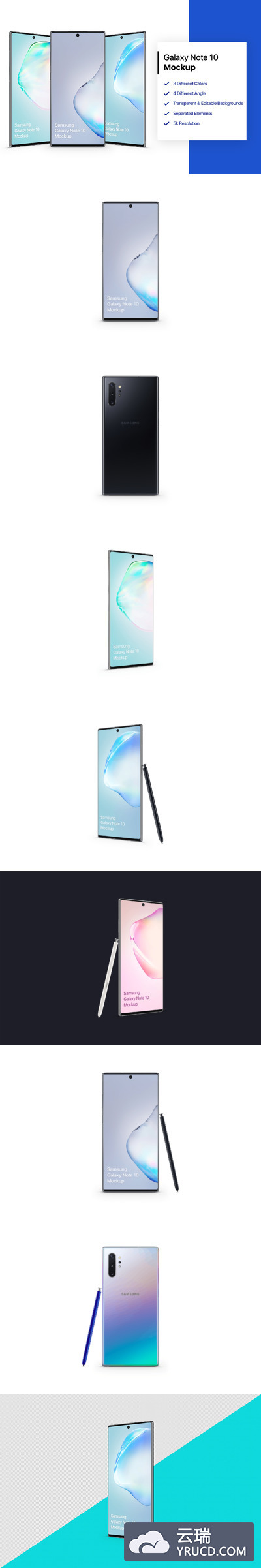 三星 galaxy note 10 安卓手机样机素材下载[PSD]