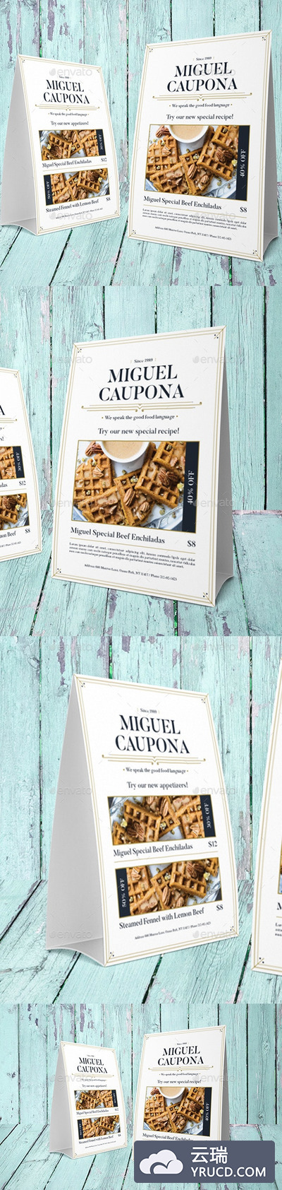 餐厅餐桌展示牌设计模板