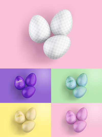 复活节彩蛋样机素材 Easter Egg Mockup, Top View 02