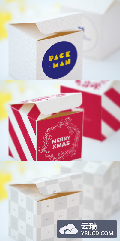 软纸立方体礼盒模型 Soft Paper Cube Gift Box Mockup 02