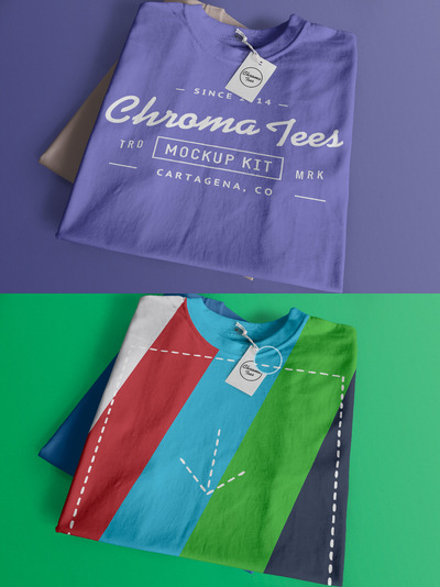 折叠t恤模型 Folded T-Shirts Mockup 01