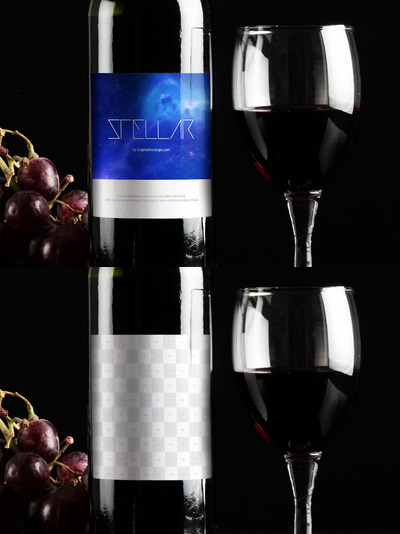 红酒商标酒瓶设计样机 Wine Bottle Mockup 06