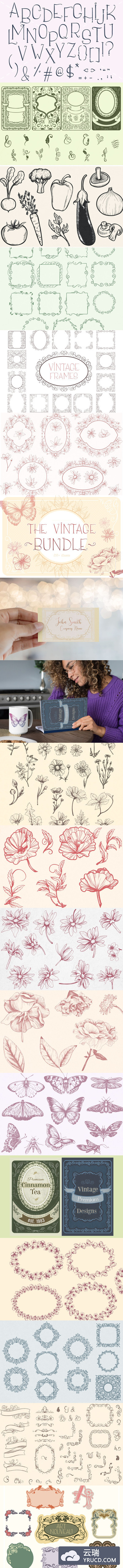 250款复古矢量元素素材合集