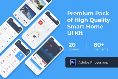 适用于Photoshop的智能家居移动手机应用程序APP UI KITS