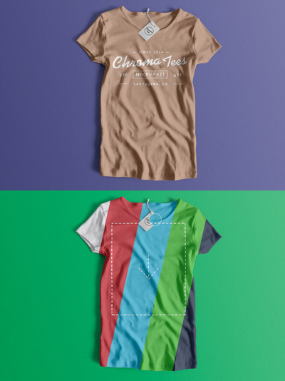 女士T恤设计样机 Woman Front T-Shirt Mockup 01