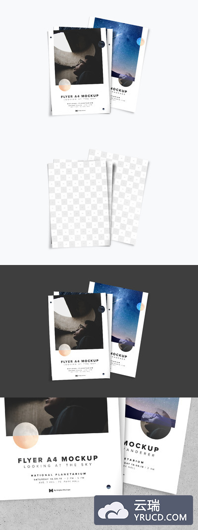 海报传单样机素材 A4-A5 Flyer Stack Mockup 02