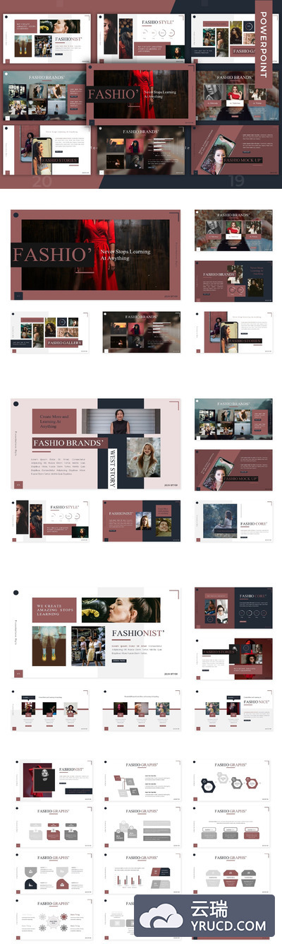 时尚杂志费风格的优秀ppt模板下载 [PPTX]