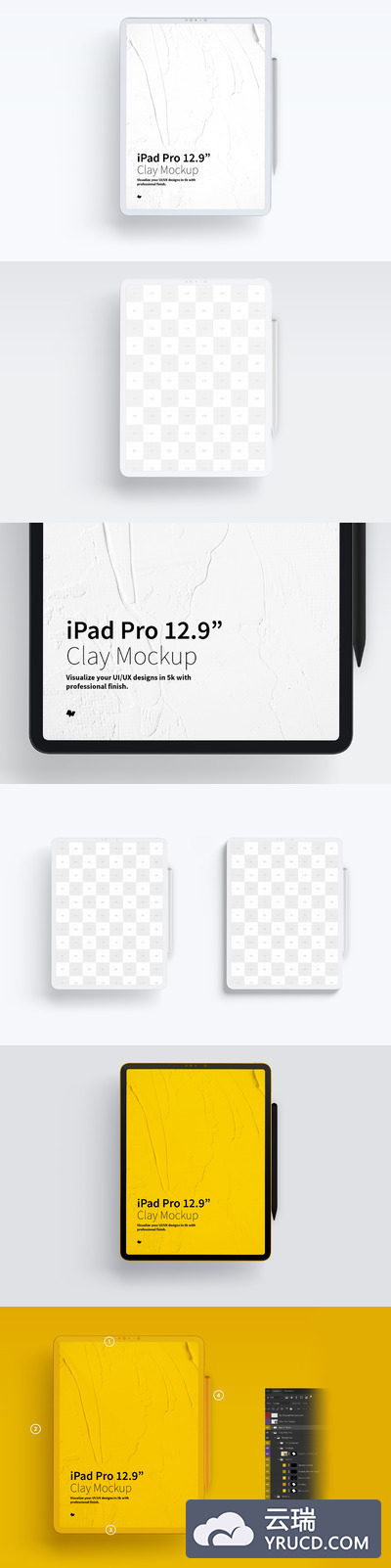 ipad平板样机素材 Clay iPad Pro 12.9” Mockup, Portrait Front View