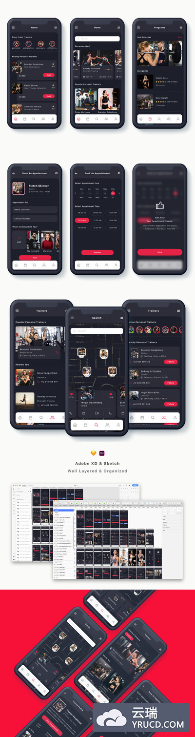实用的培训APP个人讲师app界面设计iOS Ui套装下载[Sketch,XD]