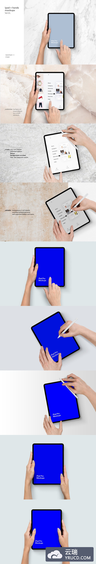 适用于展示网站设计的 iPad Pro 样机素材下载[PSD]