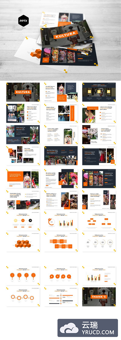 文化与数据介绍主题的好看的ppt模板下载[PPTX]