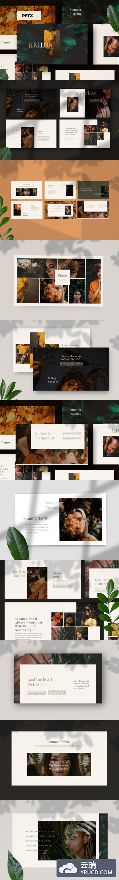 文艺时尚的精美商务ppt模板下载[PPTX]