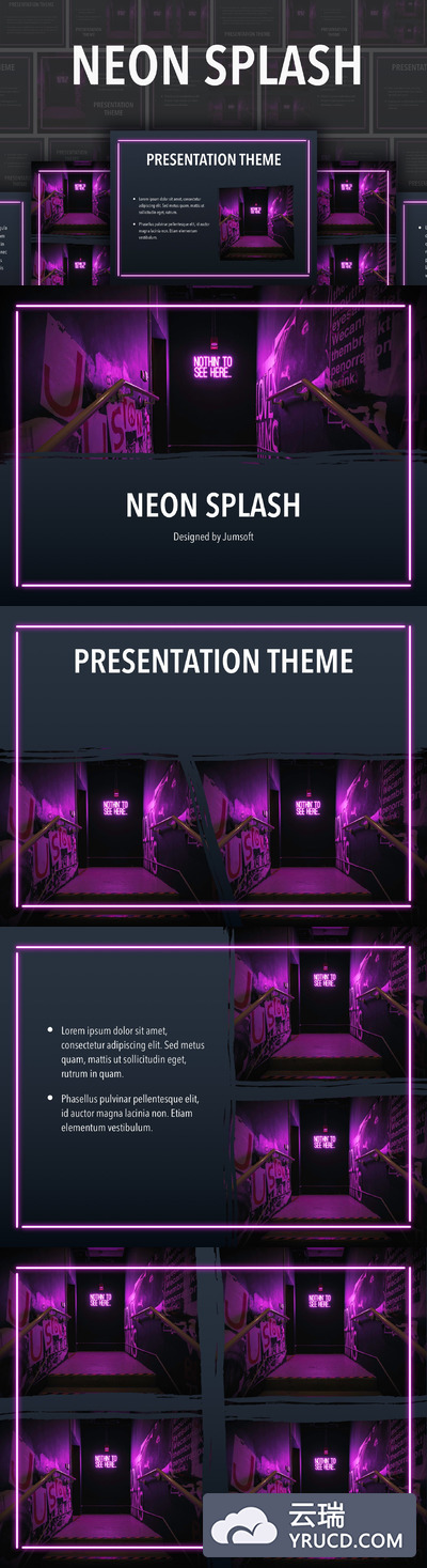 夜店霓虹灯风格的经典PPT模板下载[PPTX]