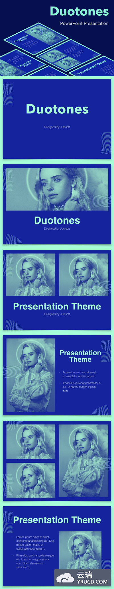 个性风格的双色调经典ppt模板下载[PPTX]