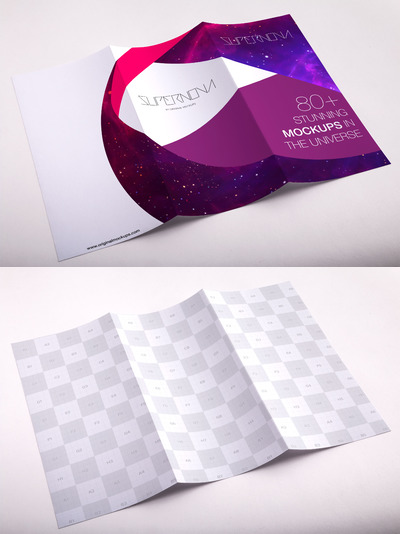 A4三折页小册子PSD模型 A4 Trifold Brochure PSD Mockup 01