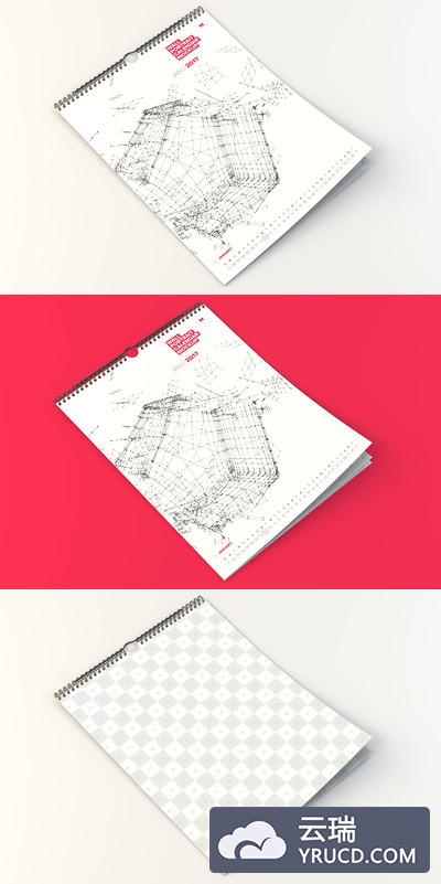 透视挂历模型 Perspective Wall Portrait Calendar Mockup