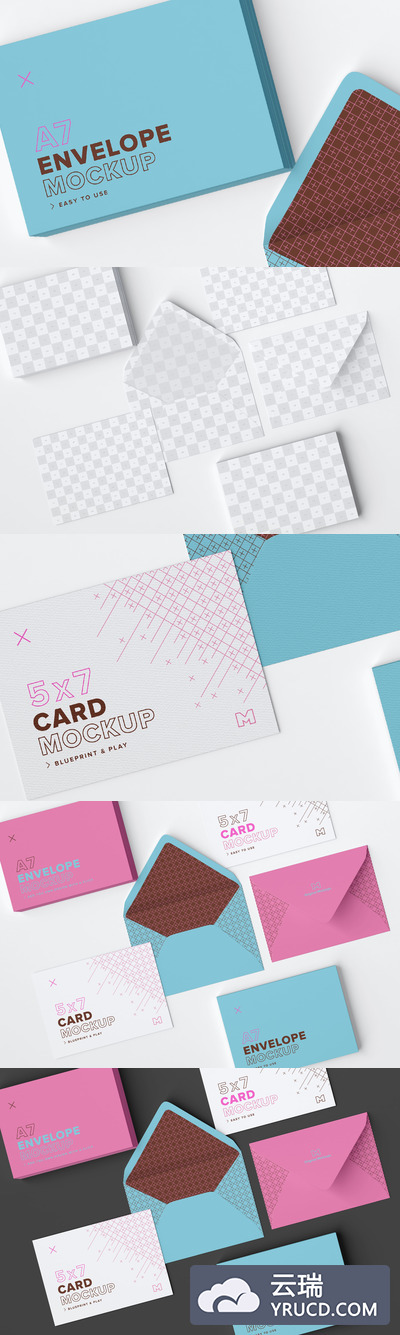 A7信封设计样机 A7 Envelope Stacks Mockup 02