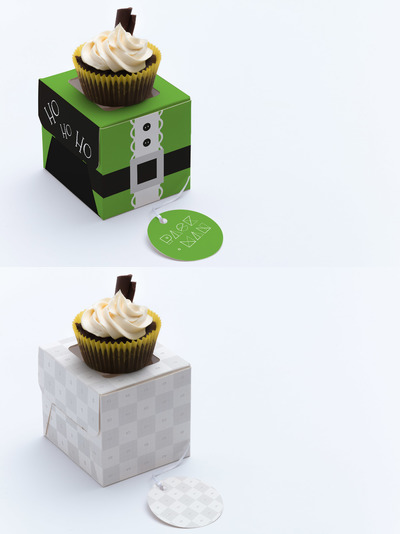 蛋糕礼品盒样机素材 One Cupcake Box Mockup 03