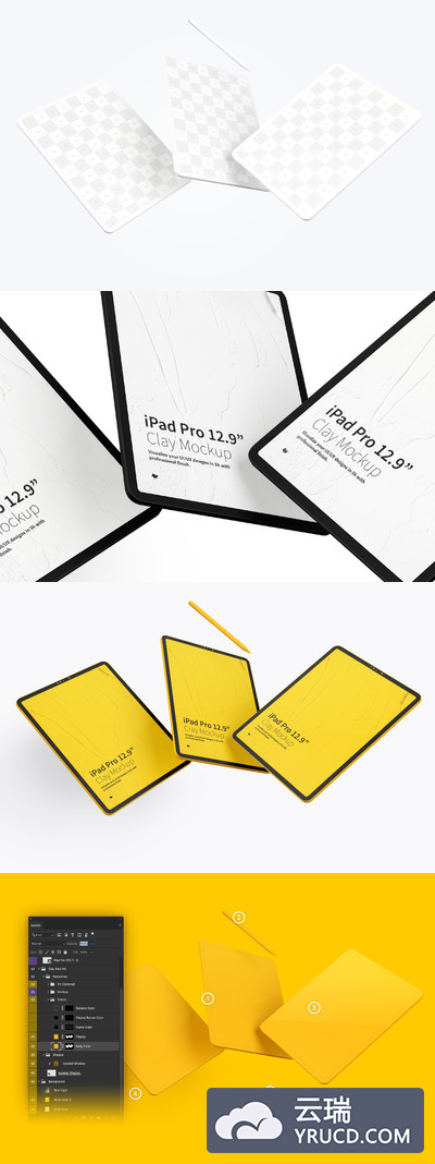 ipad样机素材 Clay iPad Pro 12.9” Mockup, Floating
