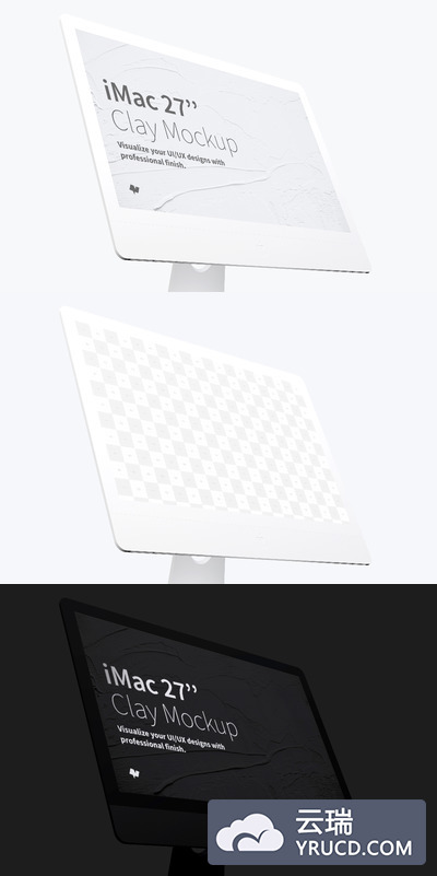 imac一体机样机素材 Clay iMac 27” Mockup, Display Close Up