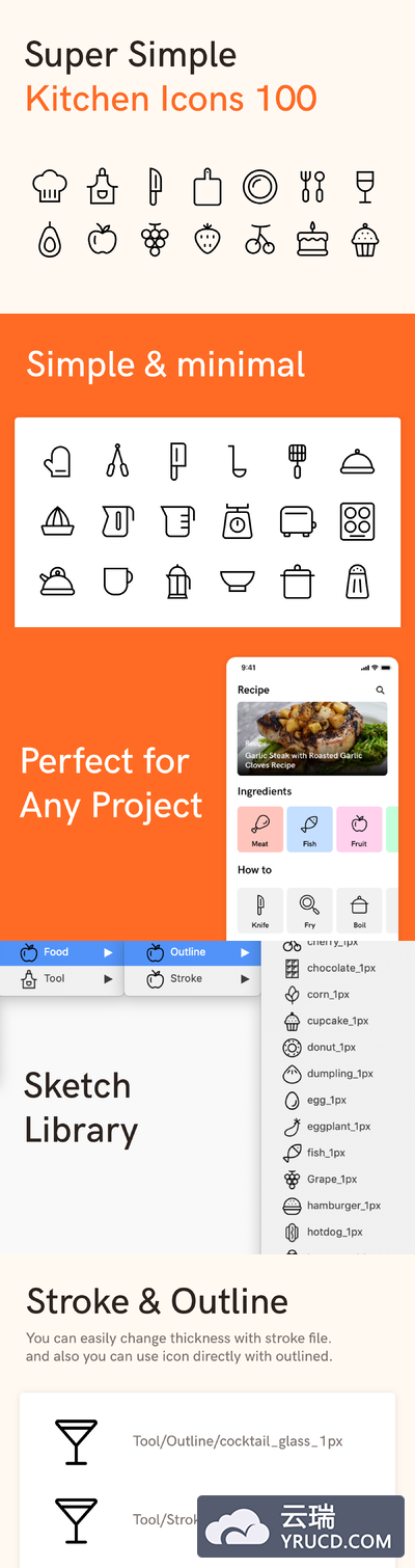 餐饮厨房元素的图标素材矢量图标下载[Sketch,Ai]