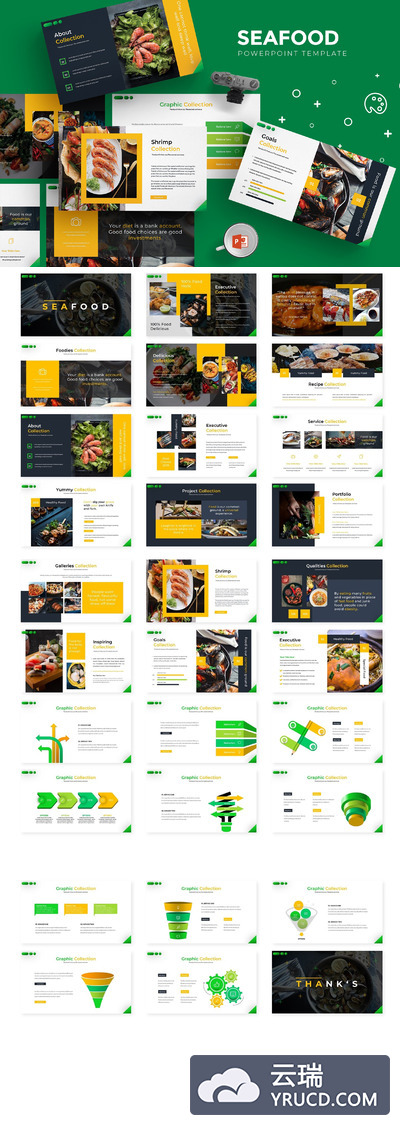 海鲜美食精美商务ppt模板下载[PPTX]