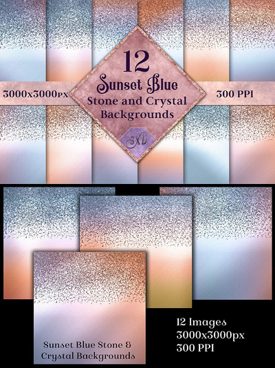 12款日落蓝色天空&水晶背景纹理套装