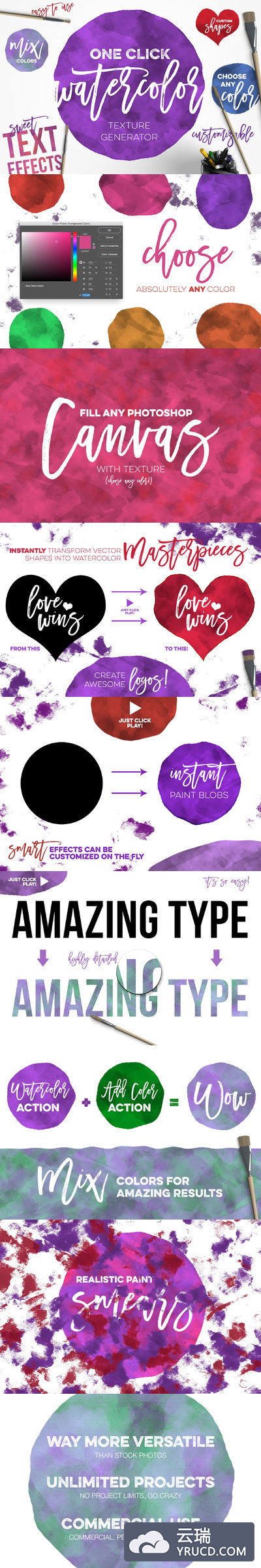 水彩动作效果 Watercolor Texture Generator