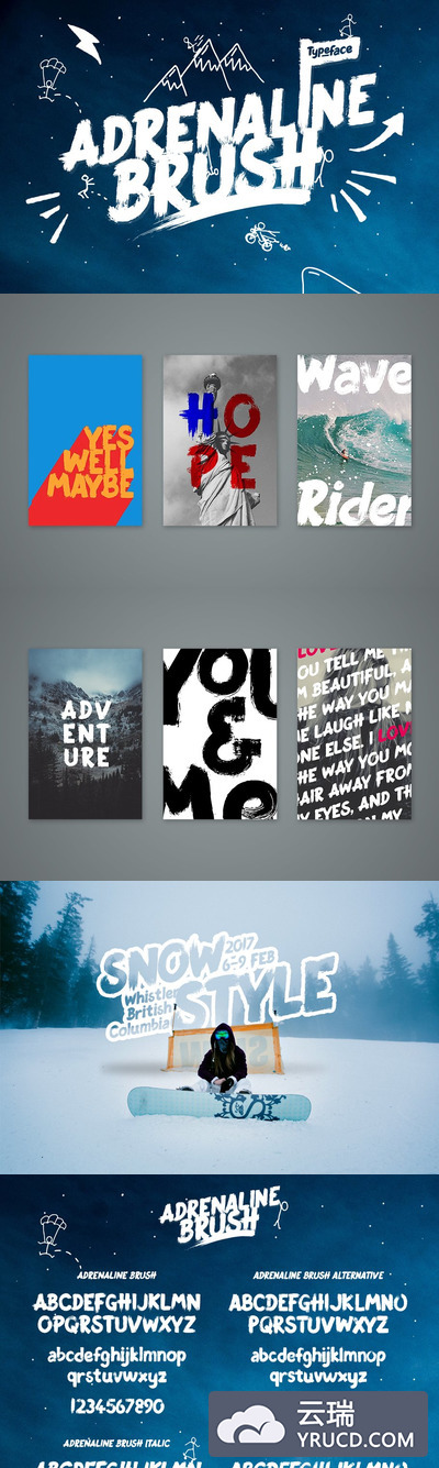 手写笔刷字体 Adrenaline Brush Typeface