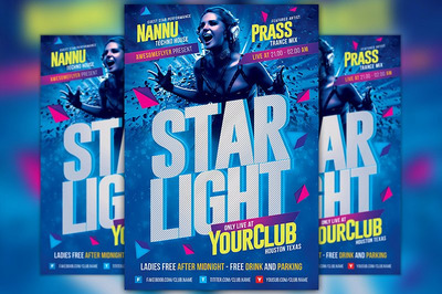 星光派对传单模板 Starlight Party Flyer Template