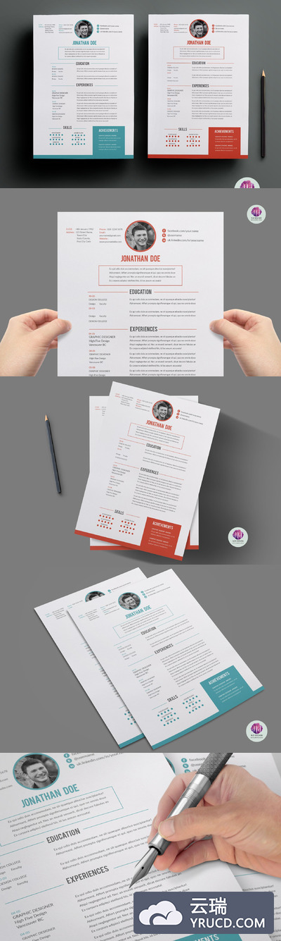 专业简历模板 CV template ( 2 color options )