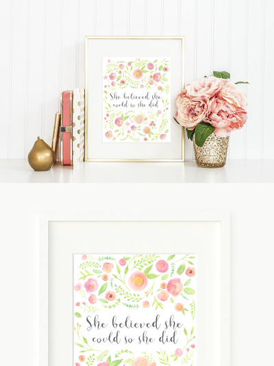 可印刷的水彩墙壁艺术 Printable Wall Art Quote Watercolor