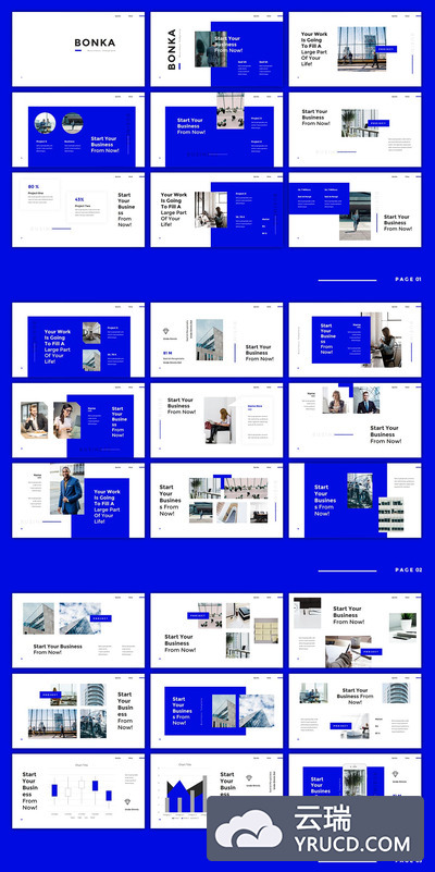 经典蓝色商业计划书PPT模板[PPTX]