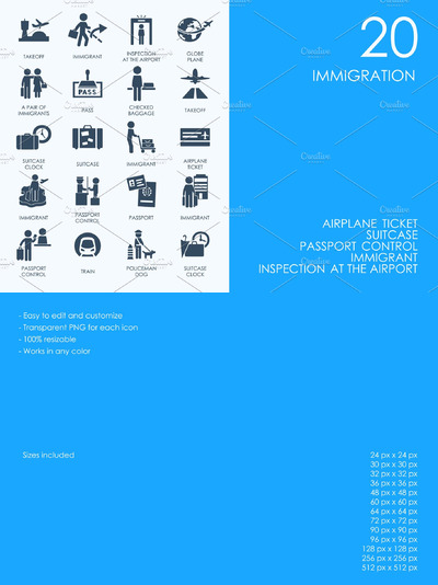 移民图标素材 Immigration icons