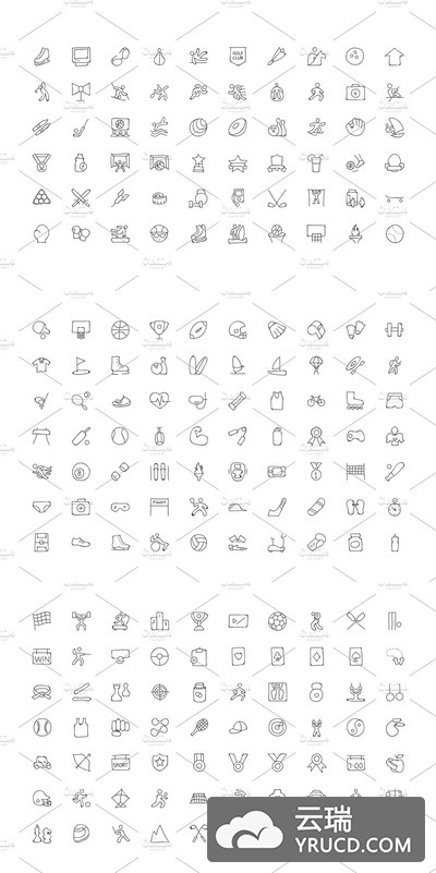 手绘运动矢量图标 200 Sports Hand Drawn Doodle Icons