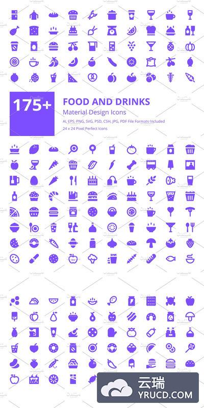 美食饮料图标 175+ Food and Drinks Material Icons