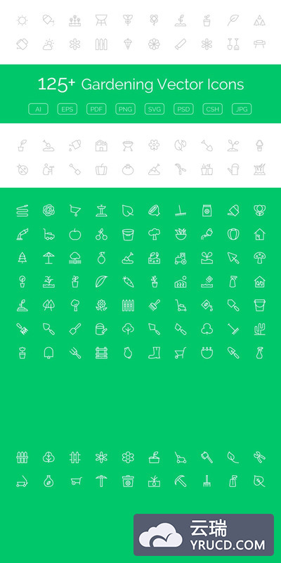 绿色环保图标 125+ Gardening Vector Icons